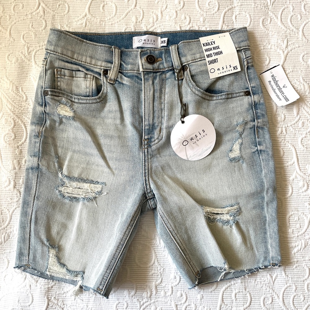 High Waisted Bermuda Denim Shorts